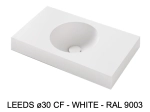 Plan vasque lavabo circulaire ⦰ 30 cm sur mesure Largeur 50 à 201 x P 40 à 51 cm Finition lisse 10 couleurs au choix, Anti bactérien Résine Akrytan® dans la masse Livraison Offerte.